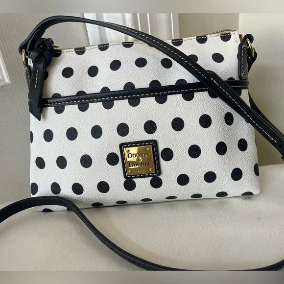 Dooney & Bourke Black and White Polka Dot Crossbody EUC - Picture 6 of 14